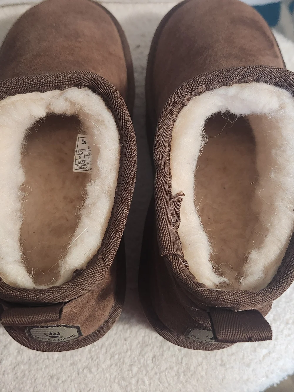 BearPaw Brown Suede Platform Shearling-Lined Ankle Boots